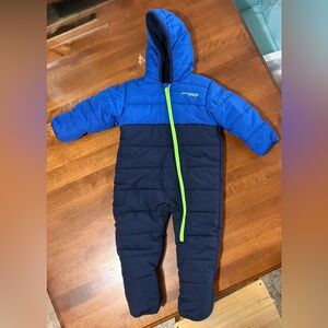 Infant Blue and Navy Puffer Snowsuit